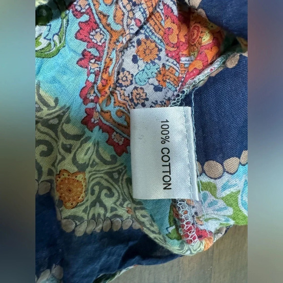 Antica Sartoria Italy Cotton Button Up Shirt Size 2 US Medium Boho Artsy - Picture 7 of 8